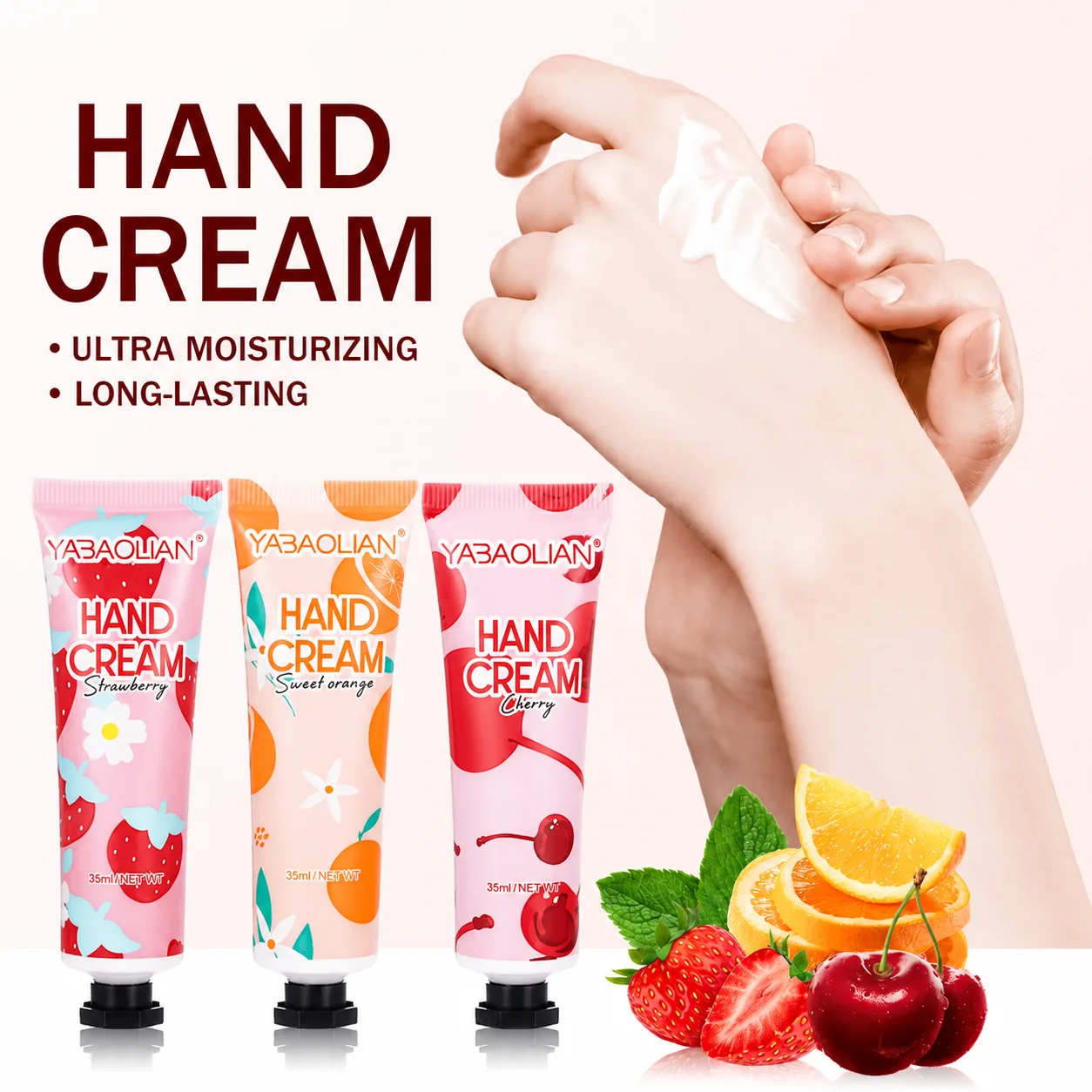 Fruity Hand Cream Moisturizing Nourishing Non-Greasy Hand Lotion Anti Dry Crack Travel Size
