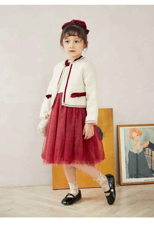 بدلة طفلة 2025 نمط جديد للربيع والخريف موضة جديدة وفستان معطف جميل مكون من قطعتين ملابس خارجية للأطفال #6