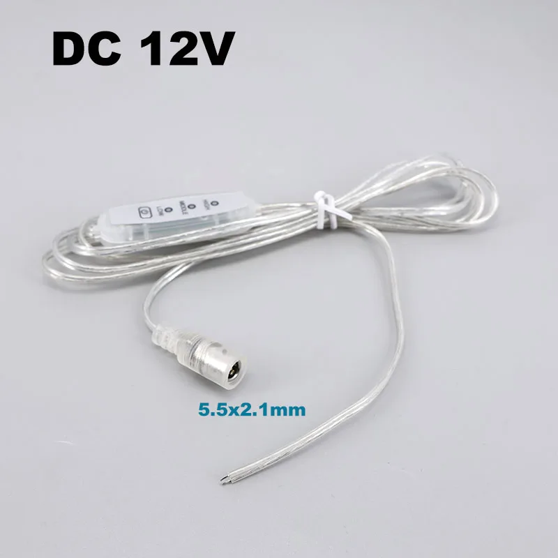 

1 шт., 2 м, регулировка яркости, 12 В постоянного тока, светодиодный светильник с затемнением, кабель питания с диммером, переключатель контроллера для видеонаблюдения J17