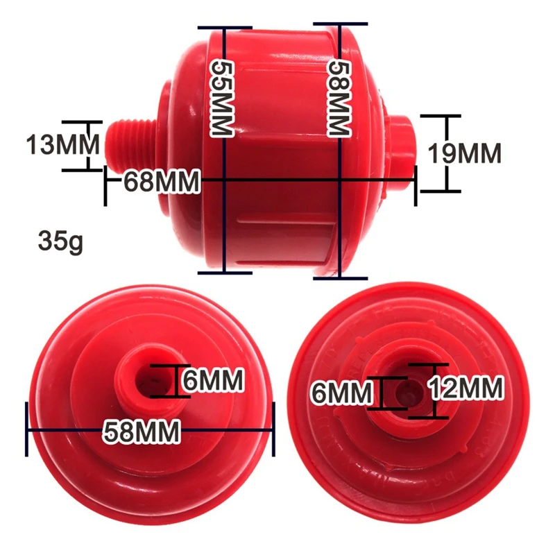 10 Piece Spray Tool Filter 58X68mm Mini Air-Water Filter Red Plastic High-Flow Tool Filter