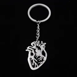 Fashion Stainless Steel Keychain Body Organs Heart Charms Keyrings for women mens Key Chain Gift