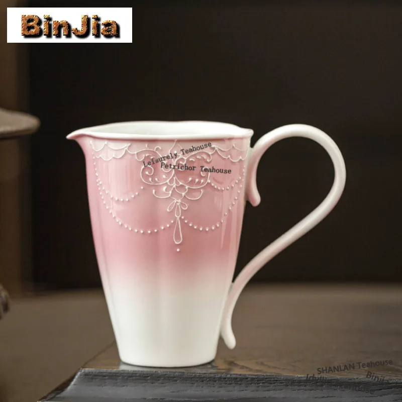 139ml Gradient Pink Pumpkin Fair Cup Hand-painted Beaded Curtains Mug Handgrip Cups Afternoon Tea Mug Office Water Cup Tea Gifts