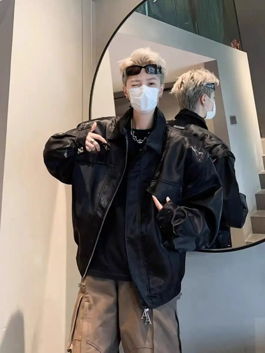 

Мужская модная наплечница из искусственной кожи Jaet, весенне-осенняя ор-бомбардировщик Pilot Jaet Sli Cool, высококачественная свободная посадка