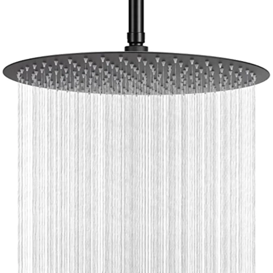 

Rain Shower Head Ultra-Thin Design Pressure Boosting High Flow Stainless Steel Rainfall Shower Head 16 Inch Matte Black