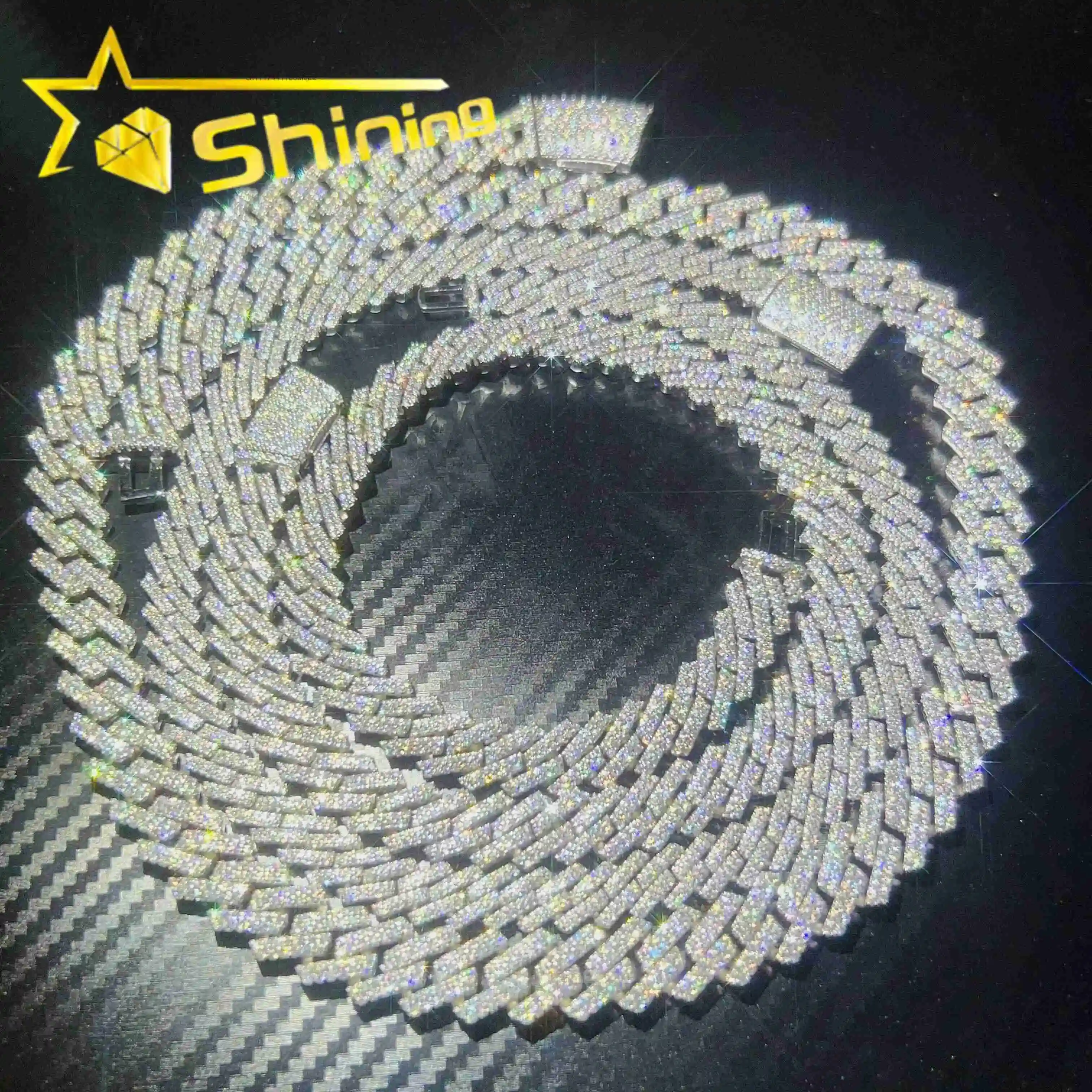 Cheap Price 925 Solid Silver 6mm 8mm Hip Hop Iced Out Vvs Black Color Diamond Moissanite Cuban Link Chain.