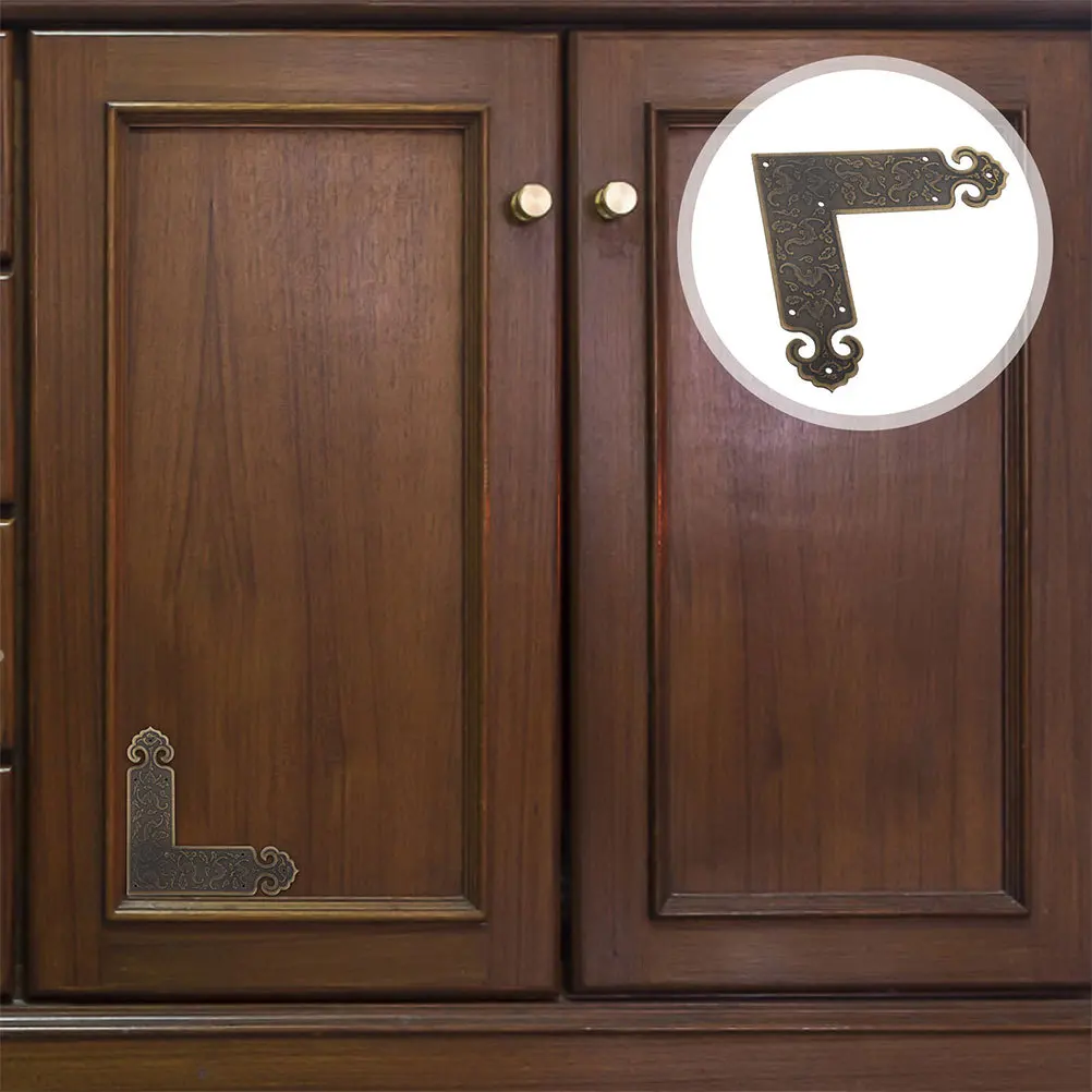 

2Pcs Copper Brass Corner Protectors Vintage L-Shaped Furniture Edge Guards Decorative Cabinet Box Table Corner