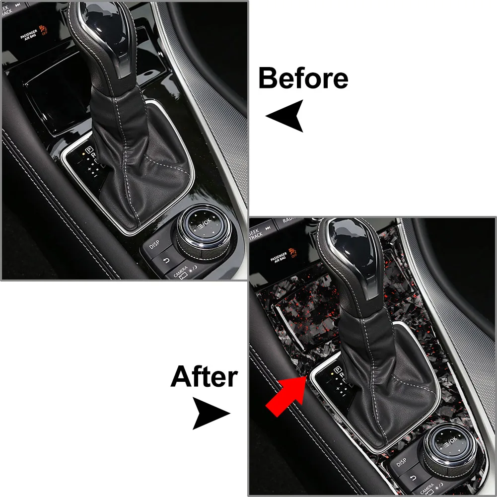 2Pcs Console Gear Shift Panel Cover Trim Inner Decorative Carbon Fiber Pattern LHD For Infiniti Q50 2014-2024 For Q60 2017-2024