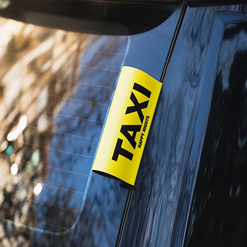 1Pcs Vinyl Fake Taxi Tag Car Sticker Yellow Outside Auto Decal Charm Bike Motorcycle Tuning Window Windshield Vehicle Decoration