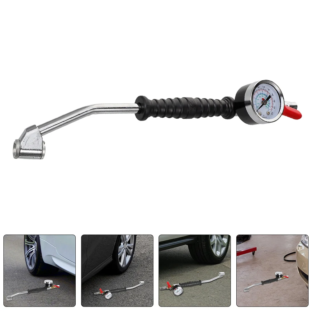 

Tire Inflator Nozzle Pressure Gauge Extended Heavy Duty Air Chuck For Truck Motorcycle Bicycle Sports Ball Inflation Tool