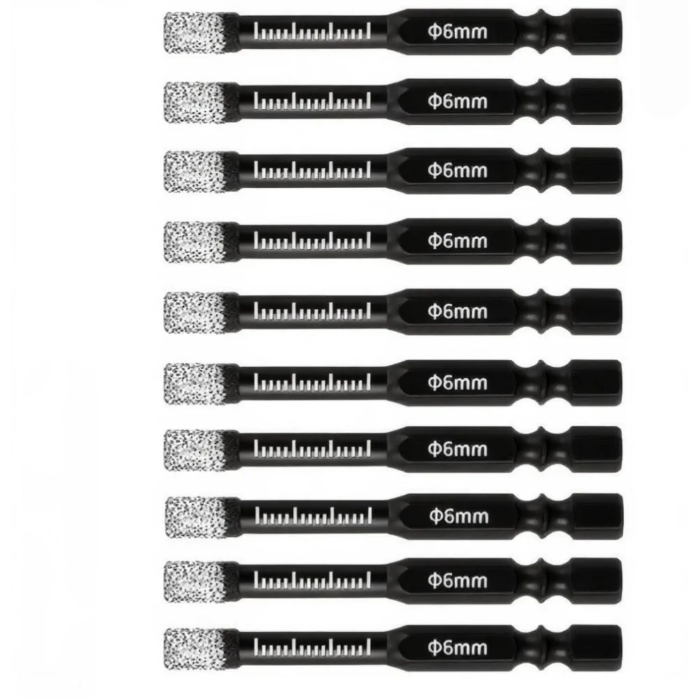 

10pc 6mm Hexagonal drill bitCeramic Tile with Hexagonal Handle Dry Brazing Diamond Hole Saw Marble Glass Ceramic Crown Drill Bit