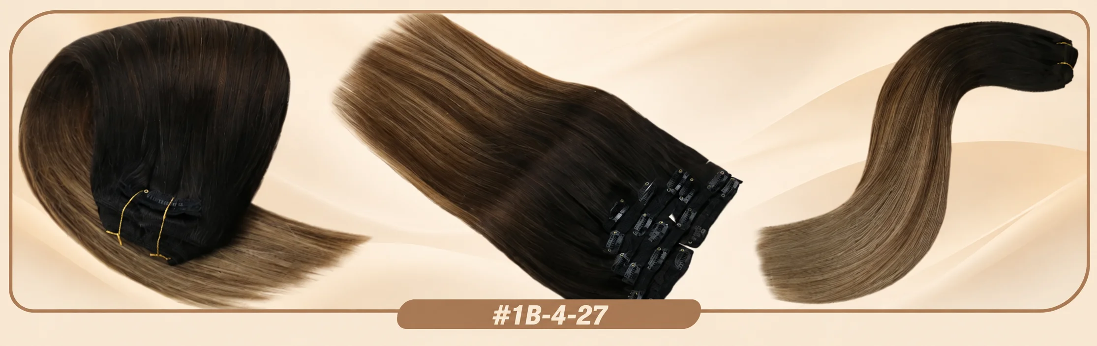 VeSunny Clip-in-Haarverlängerungen, Echthaar, blonde Clip-in-Haarverlängerungen # 16/22 Echte Perücke mit doppeltem Schuss, seidig gerade – Detail 6