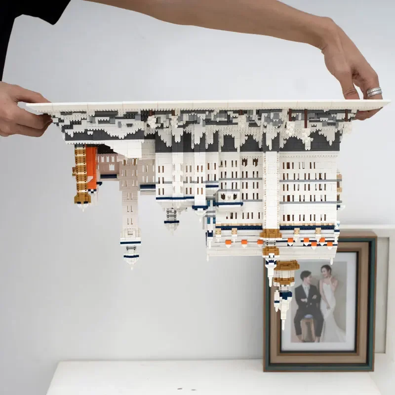 7828 世界建築 冬の雪 新しい白鳥 石の城 宮殿 庭園 モデル ミニ ダイヤモンドブロック ブリック 組み立ておもちゃ