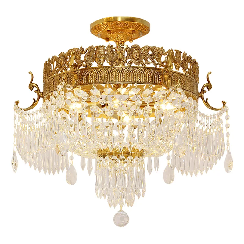 

DINGFAN French European Style Full Copper Crystal Villa Aisle Study Living Room Hotel Bedroom Restaurant Ceiling Lamp