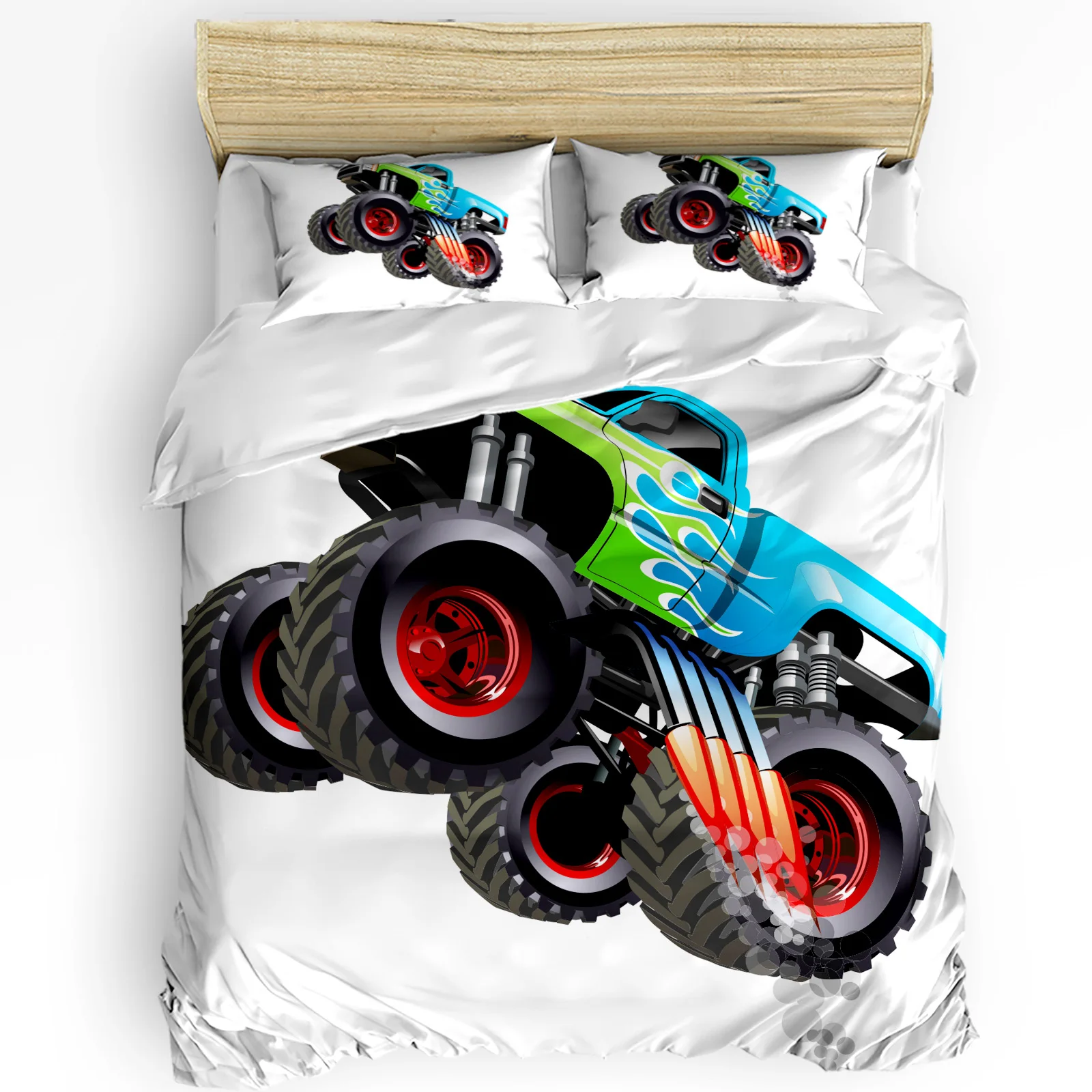 

Truck Car Cartoon Bedding Set 3pcs Boys Girls Duvet Cover Pillowcase Kids Adult Quilt Cover Double Bed Set Home Textile