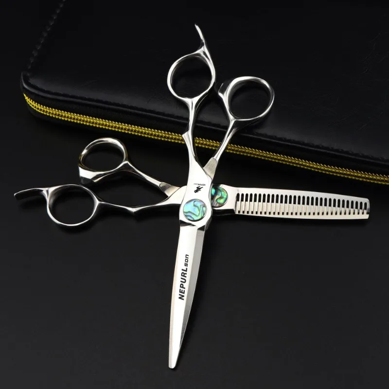 

Nepurlson Sharp Blade Barber Hair Scissors Set 6 Inch Professional Salon Hairdressing Cutting Thinning Scissors