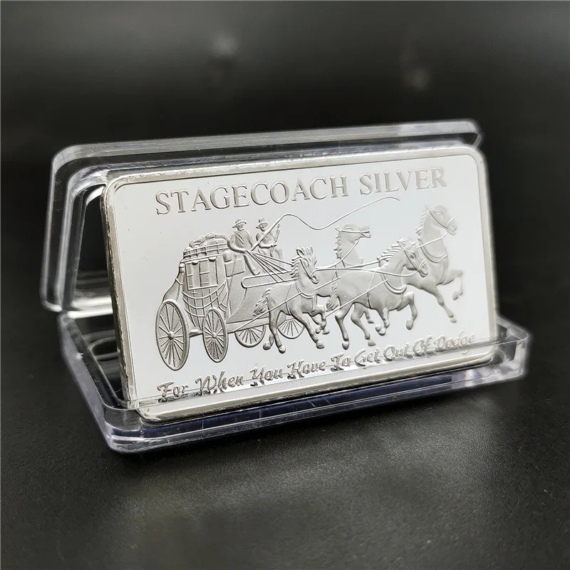 

USA Souvenir Medallion Bar Northwest Region Territorial Mint 999 Fine Stagecoach 1/4 Ounce 999 Silver Divisible Bar