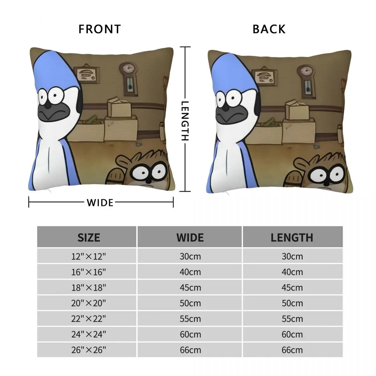 غطاء وسادة مربع من Mordecai and Rigby غطاء وسادة من البوليستر ديكور مريح للأريكة المنزلية