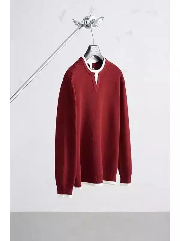 

Color Blo Knitted Sweater Men's Sle New Year's Faion Inner Wear Casual Loose Fit Winter Long Sve round Ne Sweater