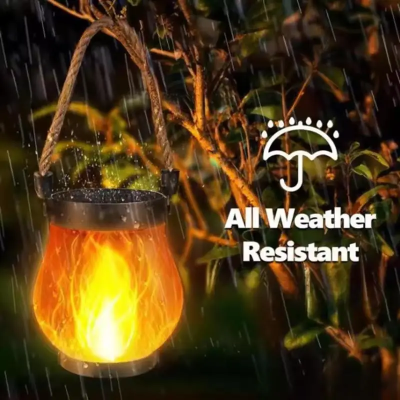 Weatherproof Flame Light Solar Garden Dancing Flame Lantern For Outdoor Decor Flickering Garden Light