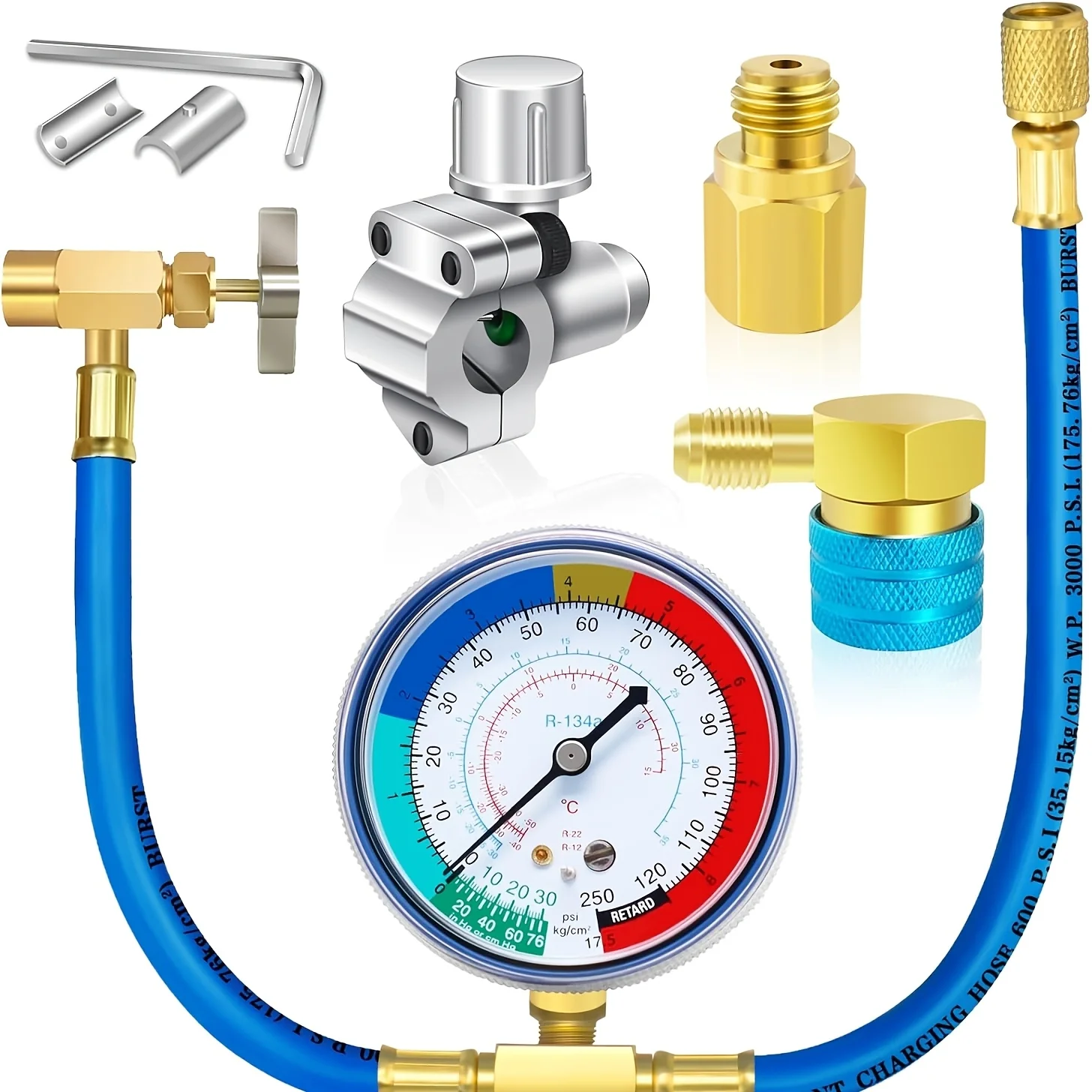 

Комплект для заправки хладагента R134a, комплект для заправки хладагента кондиционера R134a с клапаном для прокалывания пули
