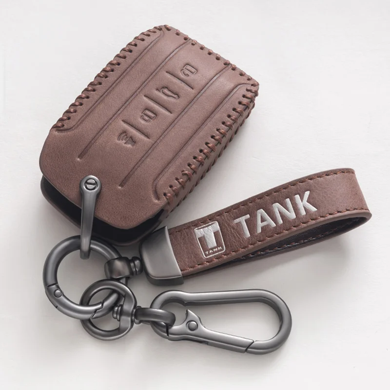 

Leather Car Remote Key Fob Cover Case Holder Protector Keychain For Great Wall GWM WEY TANK 300 500 Tank300 Tank500 Accessories