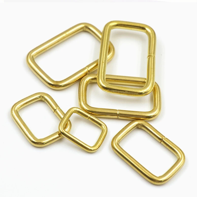 2pcs Brass Metal Wire Formed Rectangle Ring Buckle Loops For Webbing Leather Craft Bag Strap Belt Buckle Garment Luggage Purse