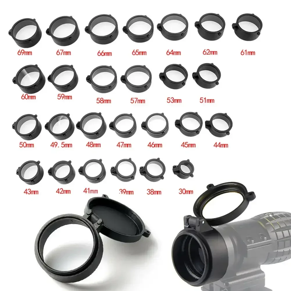 30-69MM Transparent Scope Lens Cover Flip Up Quick Spring Protection Cap Objective Lid for Hunting Accessories