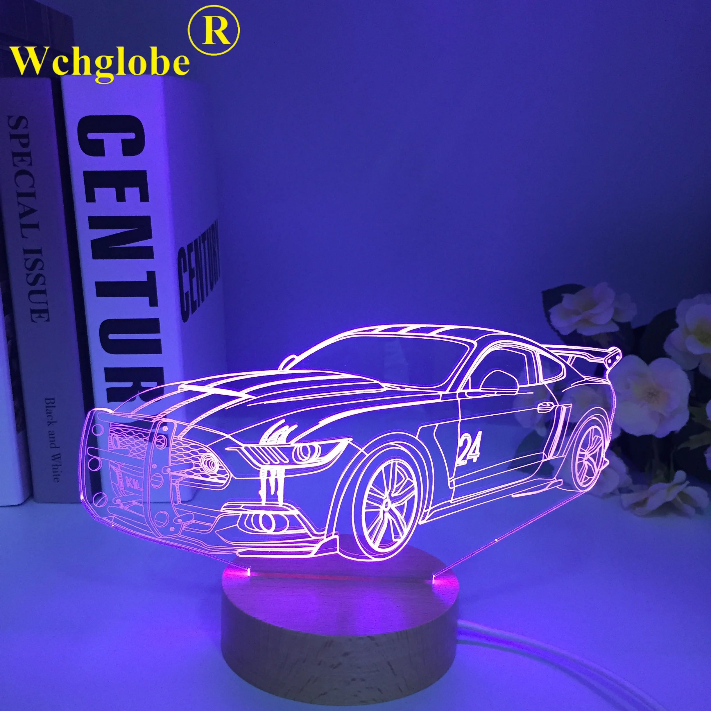 Luminous 3D Nightlight Visual Illusion LED 7 Colors Wooden Light Flashing Back to the Future Levitation Vehicle Car Model Toys