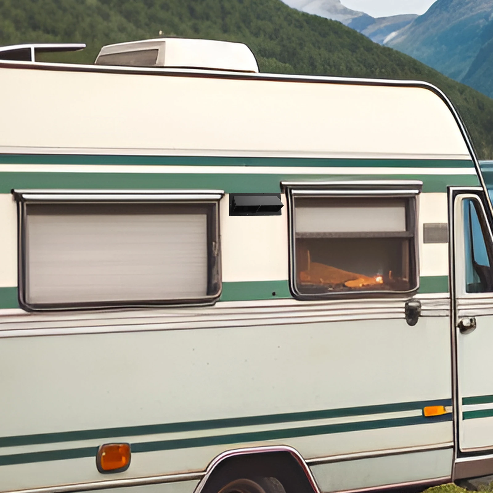 

Black RV Exhaust Vent Camper Outlet Durable Material Easy Install Prevent Water Protect Equipment Stable Long Use Ventilation
