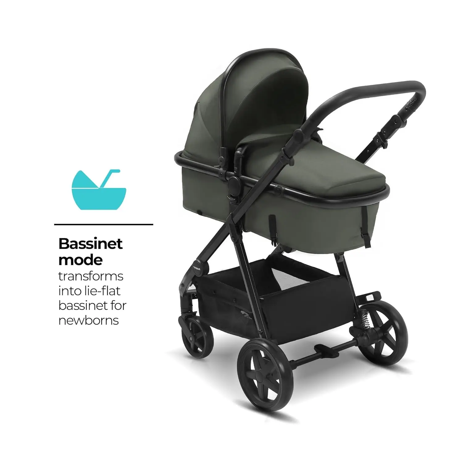 Mompush-Poussette Meteor 2 pour bébé avec mode berceau, compatible avec siège auto pour bébé, adaptateur inclus, berceau stable, 2 en 1