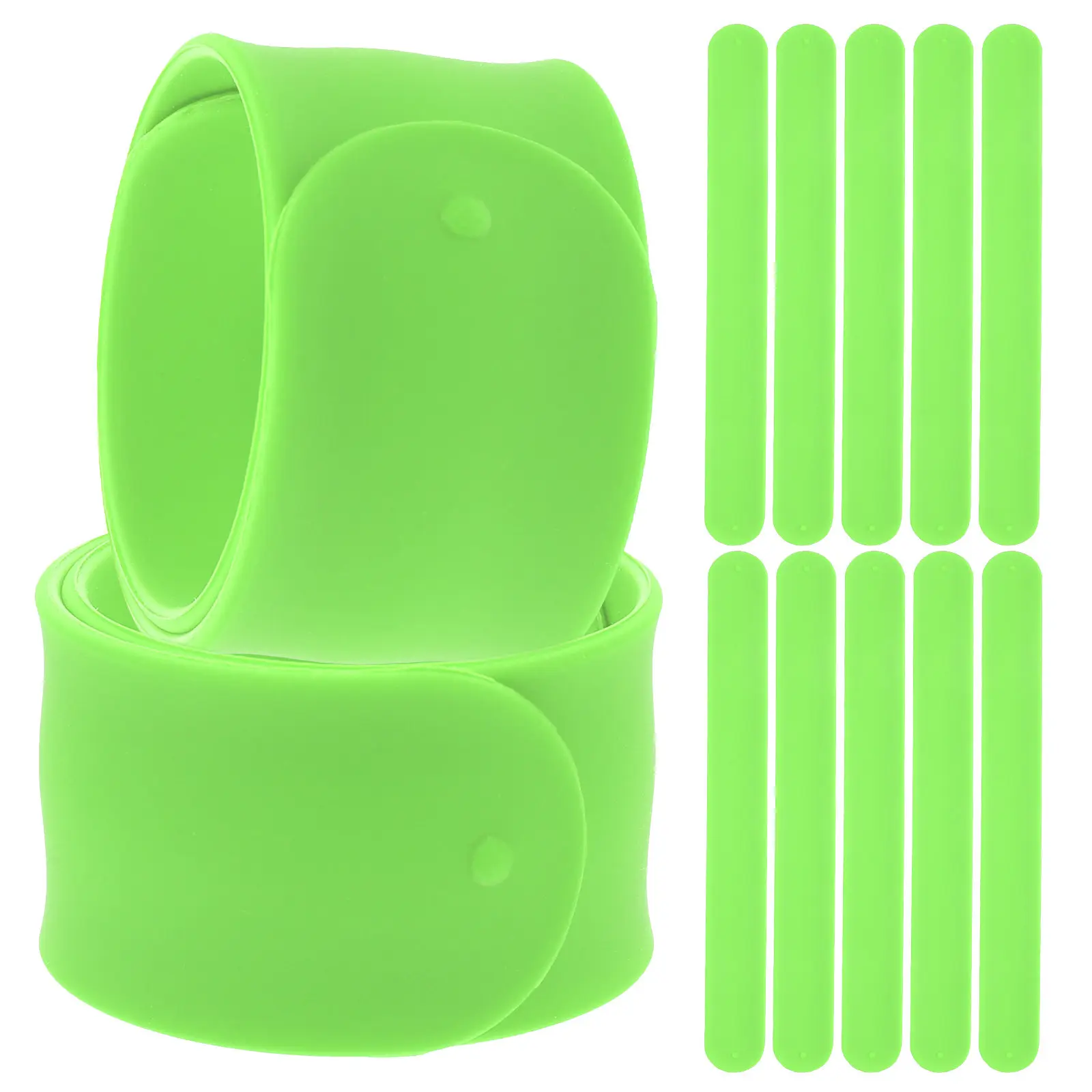 

Набор из 12 силиконовых браслетов-слэпов: пустые браслеты оптом для DIY-поделок, удобные, многоразовые, с застежкой-клипсой