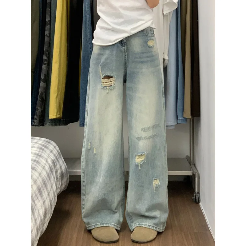 

Ripped Jeans Woman Quality Texture Material Feel Female Denim Fashion Comfortable Lasting Wear Resistant Anti Wrinkle Durable