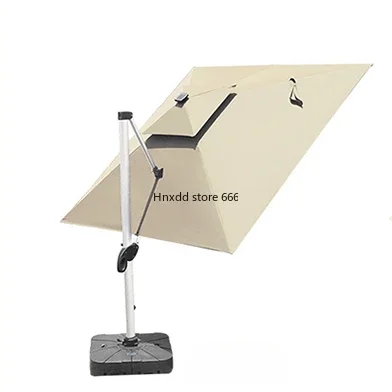 Outdoor sunshade garden umbrella open-air stall square LED large solar Roman umbrella