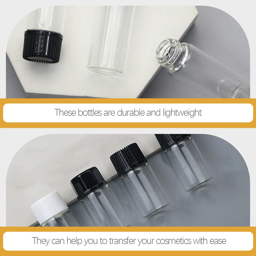 50 قطعة زجاجات الزيوت العطرية الزجاج السفر مانعة للتسرب إعادة الملء زجاجة فرعية فارغة لوشن واقية من الشمس الشامبو مكيف