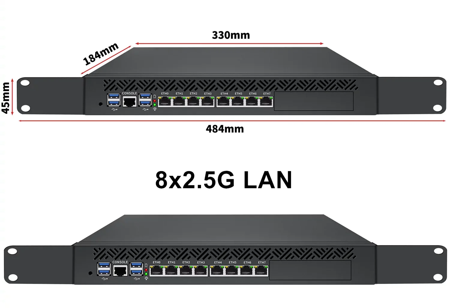 1U Rackmount Firewall Server Intel C246 LGA1151 8th 9th Gen Xeon Core 8×2.5G LAN 2×10G SFP+ Gateway pfSense OPNsense Computer