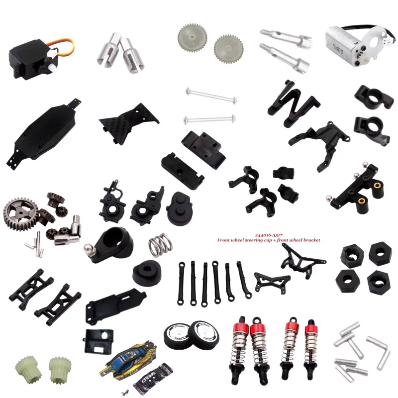 244016 RC Car Spare Parts Steering Gear Front Tires Drive Motor Differential Gear Cup Pre-Reseruoir Servo Mount And Other Parts