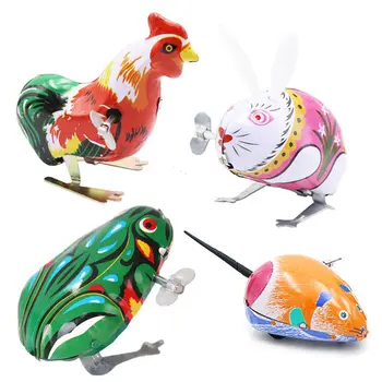 Rana de hierro retro clásica en cadena, rana de salto, Rana, gallo, ratón, conejo, juguete de primavera, 70/80/90s