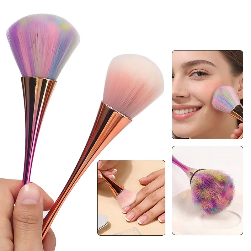 Pincel de maquiagem profissional colorido, grande, macio, pó de cabelo, blush, contorno, não derramamento, pó solto, ferramentas cosméticas faciais