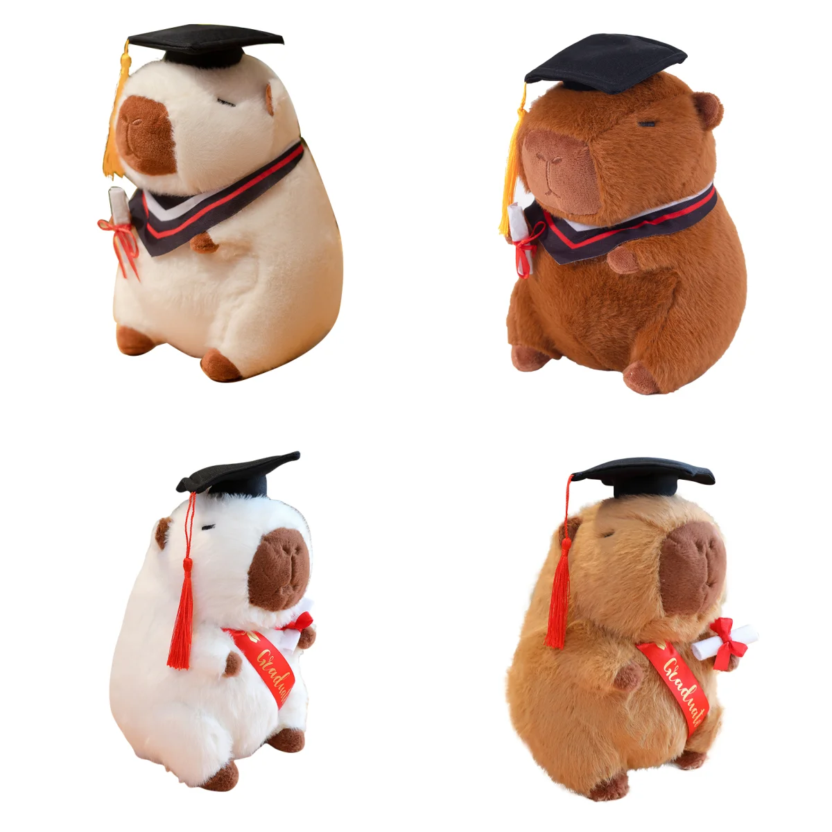 24CM Doctor Hat Capybara Plush Toy Graduate Plush Dolls Cute Stuffed Animal Plushie Soft Cartoon Graduation Gifts