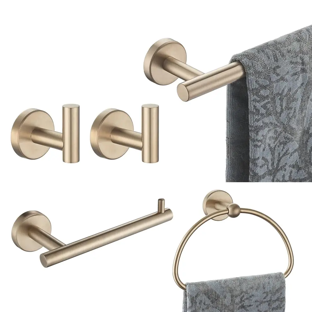

Bathroom Hardware Set Oil Rubbed Bronze 5 Piece Wall Mount Towel Bar Ring Hooks Toilet Paper Holder
