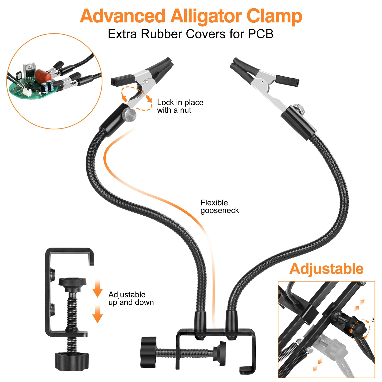 NEWACALOX Metal Welding Holder, 2PCS Flexible Arms Soldering Third Helping Hand PCB Stand Clamp Table Spring Tube Repairing Tool