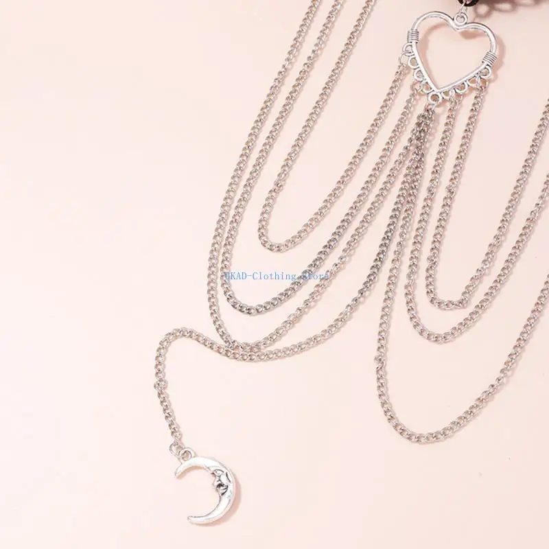 N0pe lua forma coração borla perna corrente feminino gótico coxa corrente bonito boate jóias verão praia festa jóias