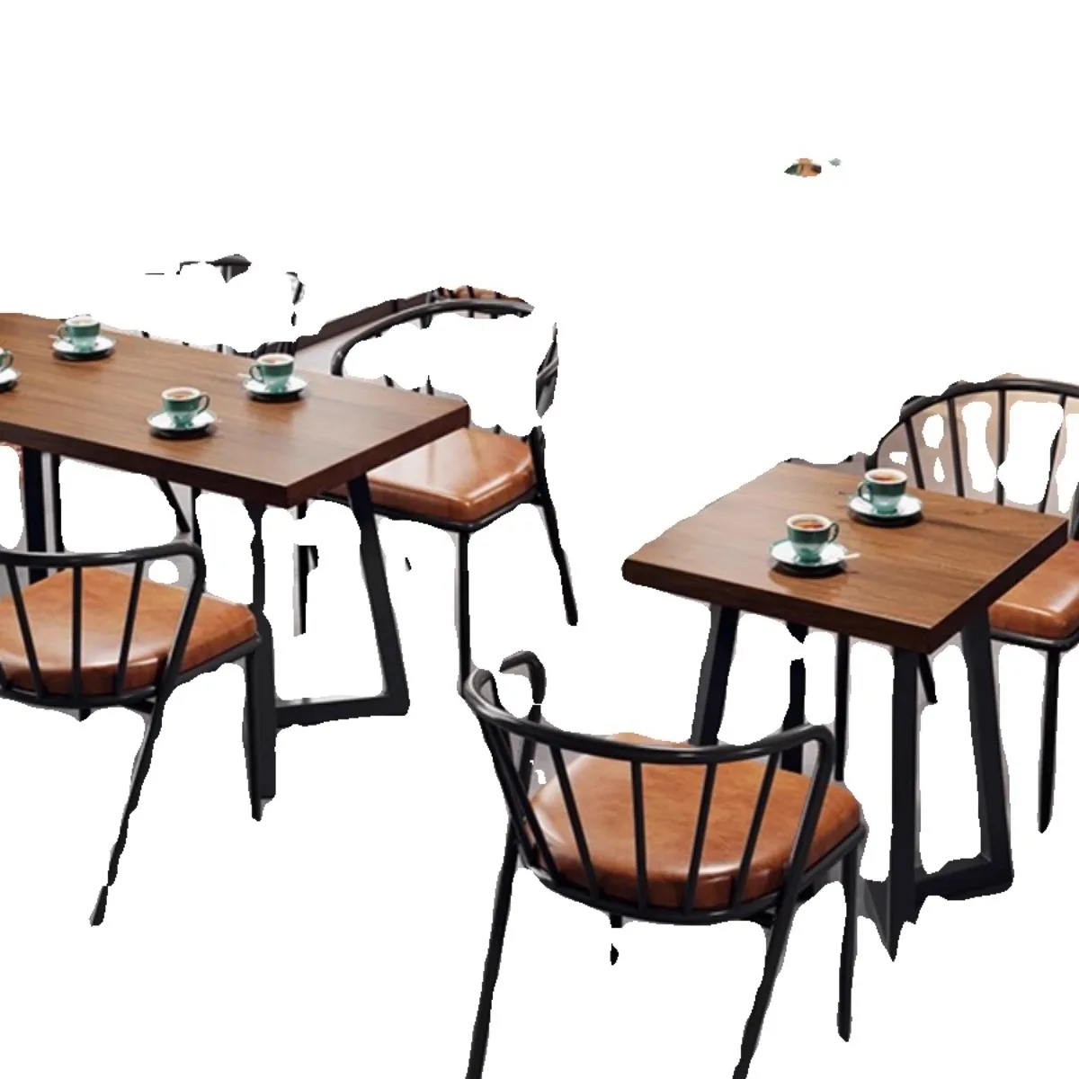 

Industrial style dining table and chairs solid wood leisure bar hot pot restaurant table and chair combination retro barbecue