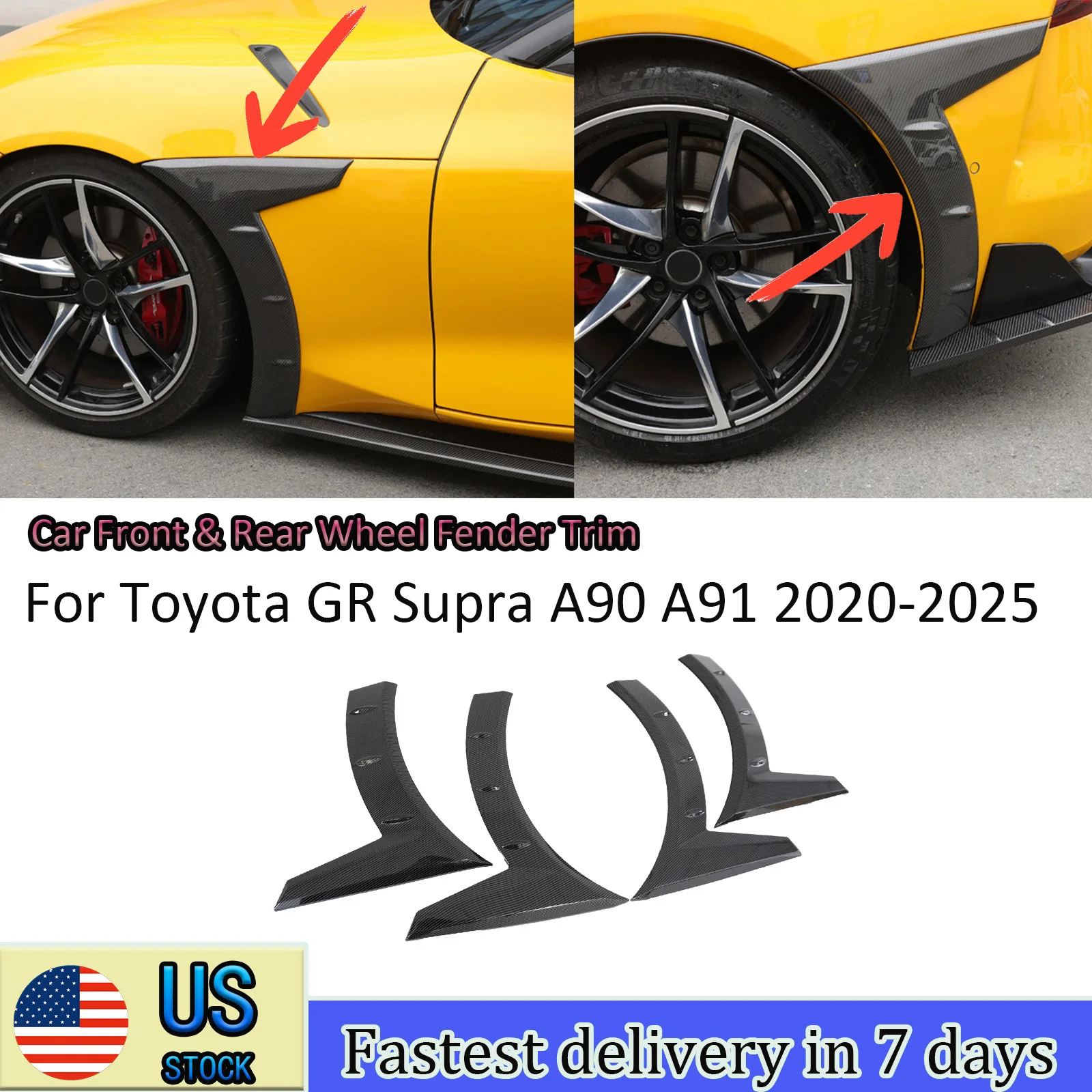 

Для Toyota GR Supra A90 A91 2020 2021-2025 автомобильное колесо, накладка на крыло, аксессуары, мужской Ray Style, 4 шт., комплекты кузова, стиль из углеродного волокна