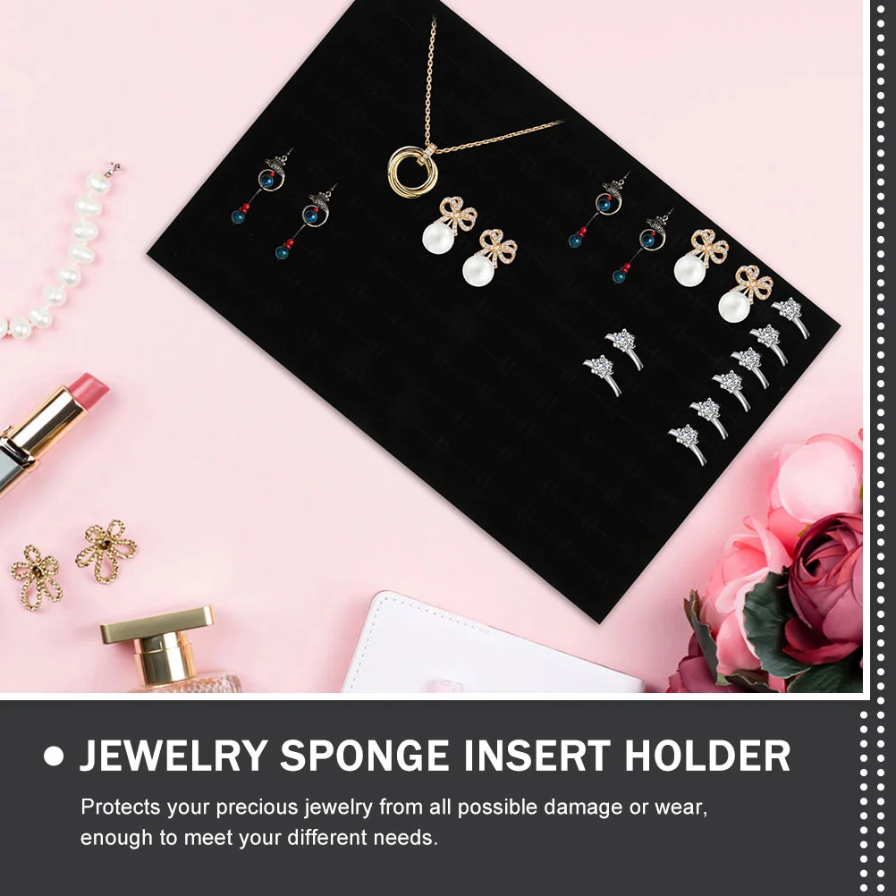 2 Pcs Jewelry Sponge Pad Earring Tray Decorate Mat Display Holder Insert Trinket Liner Necklace