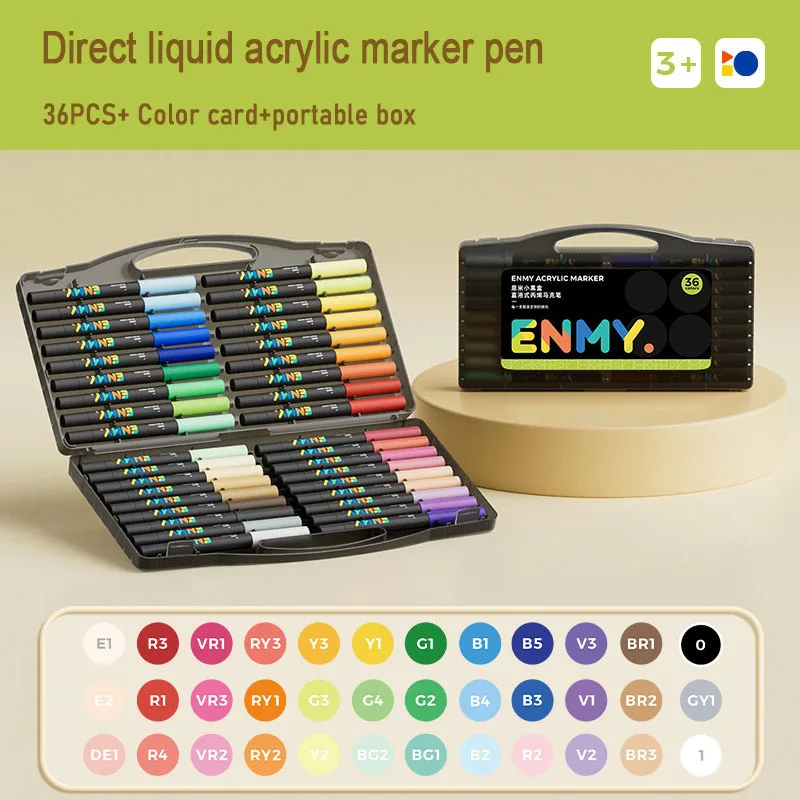 ENMY Acrylverf Markers Pen Zachte kop Directe vloeibare graffiti Schilderij Sneldrogende pigmenten Kunstbenodigdheden voor vilt