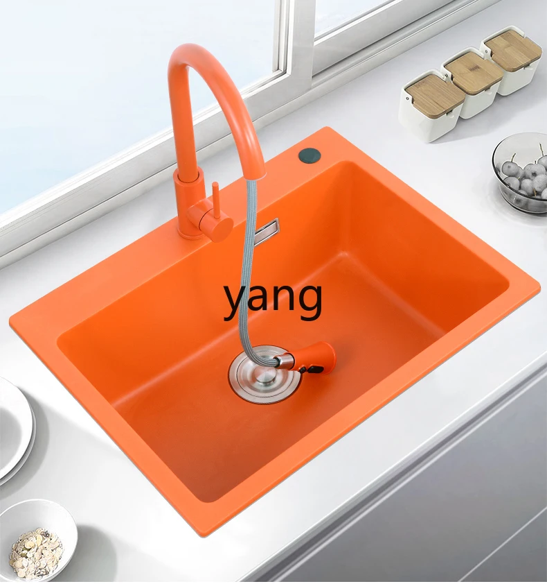 حوض المطبخ المنزلي من حجر الكوارتز البرتقالي LH #2