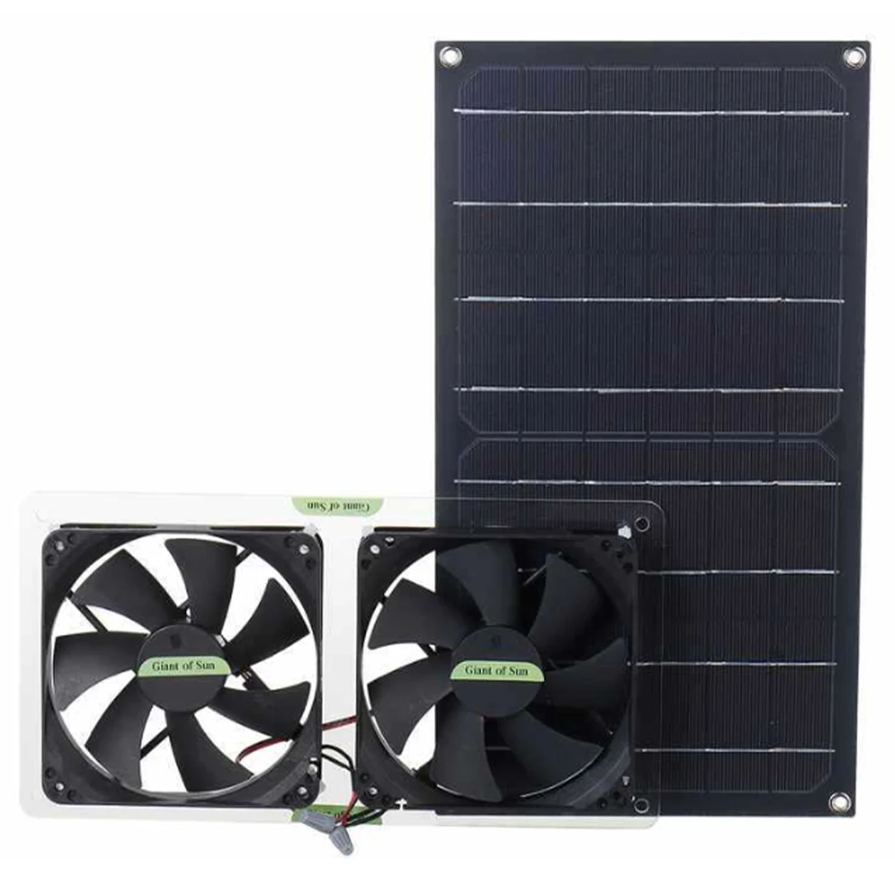 100W Solar Power Exhaust Fan Solar Panel With Dual Fans For Dog Chicken Coop RV Ventilation Solar Power Accessories