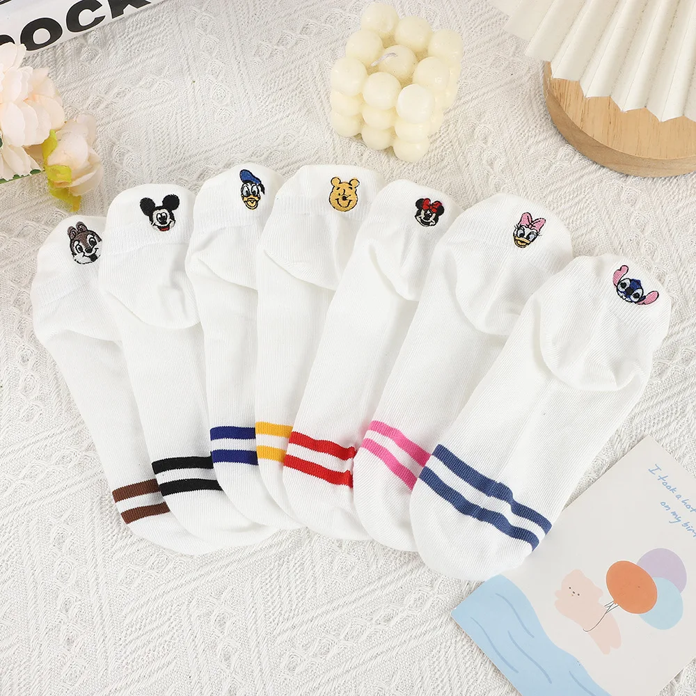 ถุงเท้าข้อสั้นลายการ์ตูนดิสนีย์ มิกกี้เมาส์ 7 คู่/ชุด ถุงเท้าผู้หญิงลายโดนัลด์ ผ้าฝ้าย ใส่ได้ทุกฤดู ถุงเท้าข้อสั้นสำหรับผู้หญิง