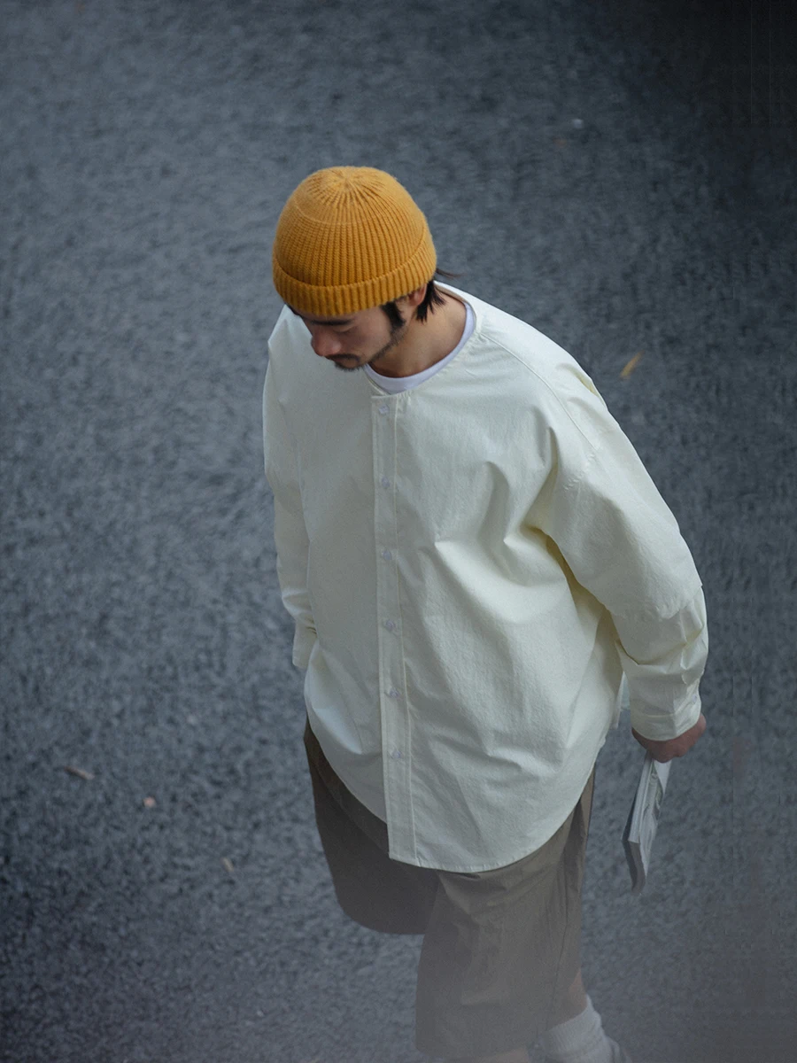 

Мужская свободная футболка Noears из чистого хлопка без воротника, в стиле ретро, для весны и лета, дышащая, комфортная, с коротким рукавом